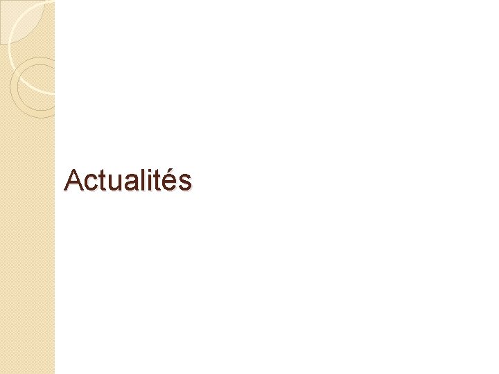 Actualités 