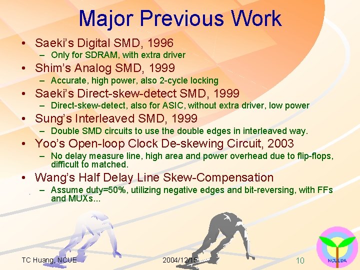 Major Previous Work • Saeki’s Digital SMD, 1996 – Only for SDRAM, with extra