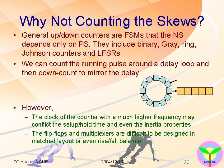 Why Not Counting the Skews? • General up/down counters are FSMs that the NS