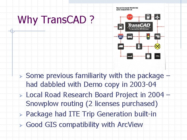Why Trans. CAD ? Ø Ø Some previous familiarity with the package – had