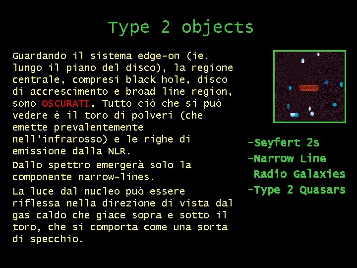 Type 2 objects Guardando il sistema edge-on (ie. lungo il piano del disco), la