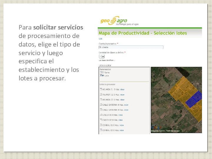 Para solicitar servicios de procesamiento de datos, elige el tipo de servicio y luego