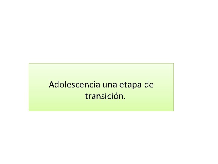 Adolescencia una etapa de transición. 