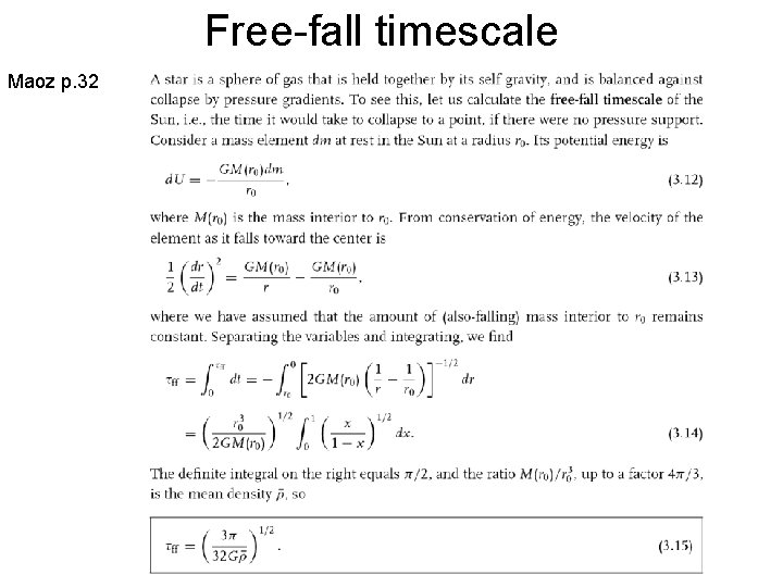 Free-fall timescale Maoz p. 32 