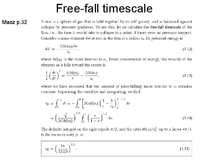 Free-fall timescale Maoz p. 32 