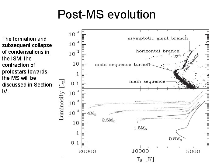 Post-MS evolution The formation and subsequent collapse of condensations in the ISM, the contraction