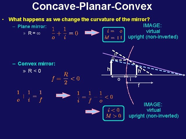 Concave-Planar-Convex • What happens as we change the curvature of the mirror? IMAGE: –