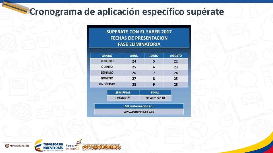 Cronograma de aplicación específico supérate 