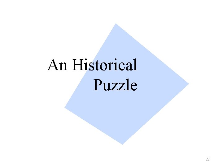 An Historical Puzzle 22 An Historical Puzzle 22