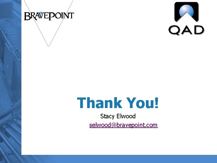Thank You! Stacy Elwood selwood@bravepoint. com 