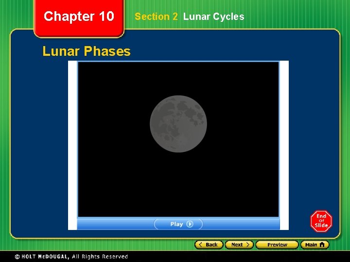 Chapter 10 Lunar Phases Section 2 Lunar Cycles Chapter 10 Lunar Phases Section 2 Lunar Cycles