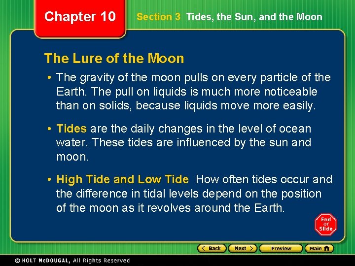 Chapter 10 Section 3 Tides, the Sun, and the Moon The Lure of the Chapter 10 Section 3 Tides, the Sun, and the Moon The Lure of the