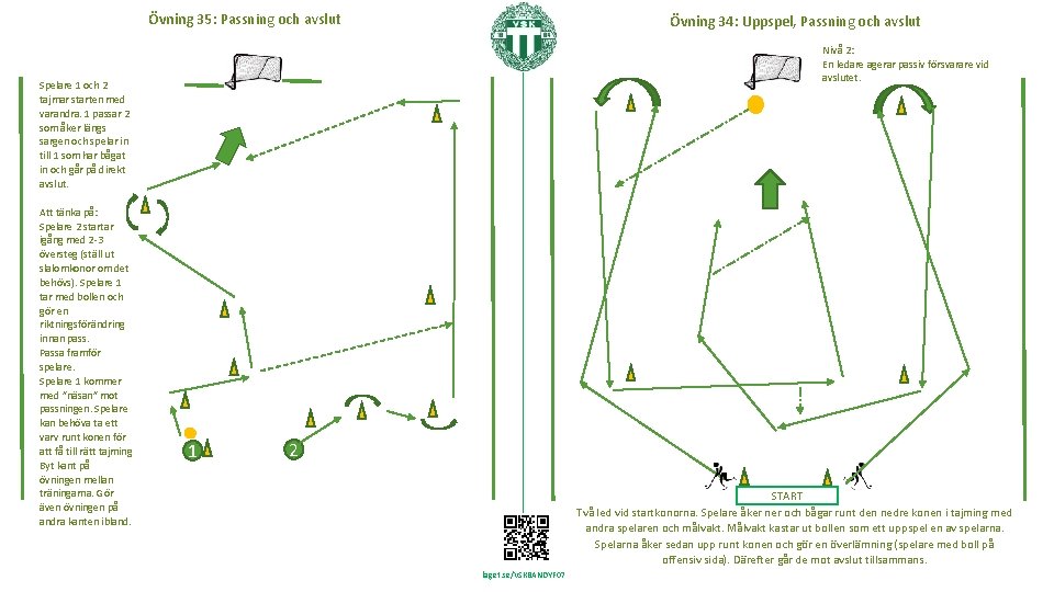 Övning 35: Passning och avslut Övning 34: Uppspel, Passning och avslut Nivå 2: En