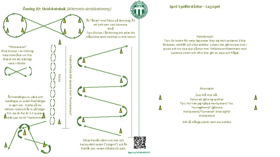 Spel: Spelförståelse – Lagsspel Övning 30: Skridskoteknik (Alternativ skridskoövning) Åk ”åttan” med fokus på