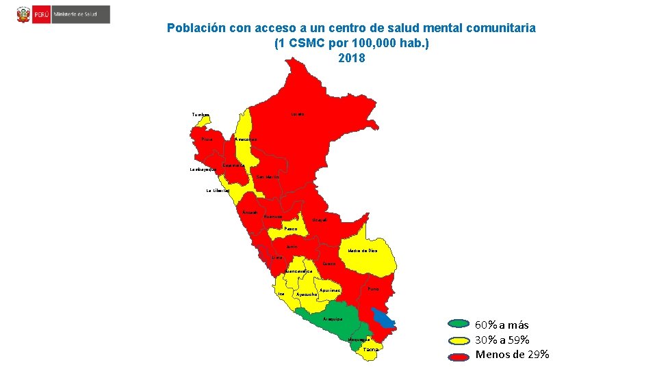Población con acceso a un centro de salud mental comunitaria (1 CSMC por 100,