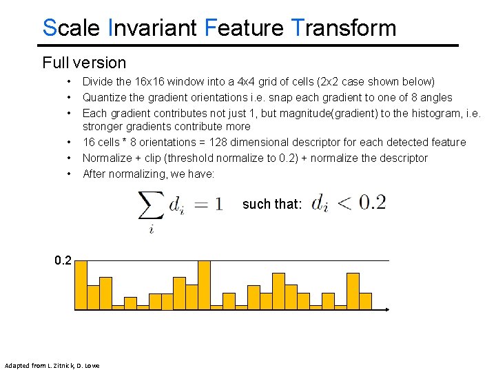 Scale Invariant Feature Transform Full version • • • Divide the 16 x 16