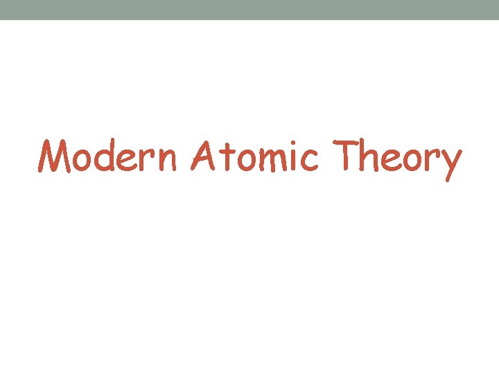 Modern Atomic Theory 