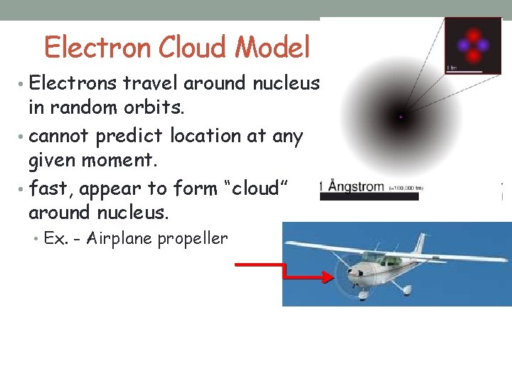 Electron Cloud Model • Electrons travel around nucleus in random orbits. • cannot predict