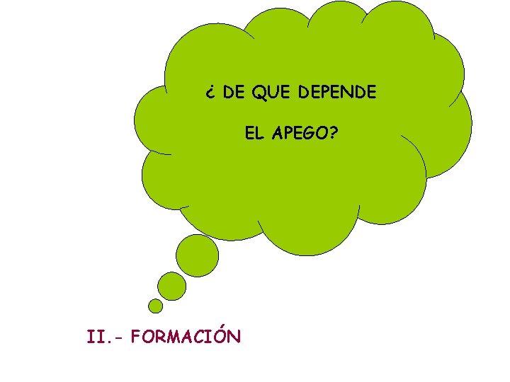 ¿ DE QUE DEPENDE EL APEGO? II. - FORMACIÓN 