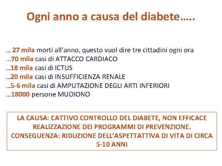 Ogni anno a causa del diabete…. . … 27 mila morti all’anno, questo vuol