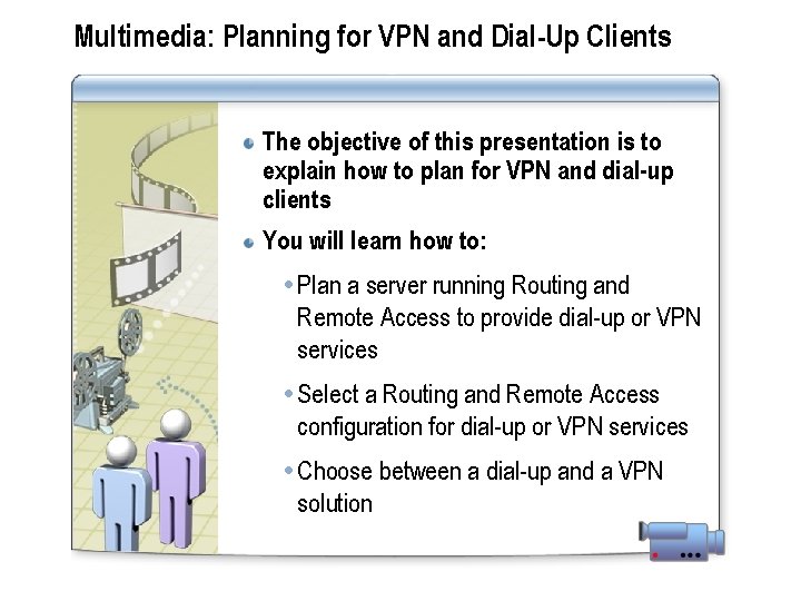 Multimedia: Planning for VPN and Dial-Up Clients The objective of this presentation is to