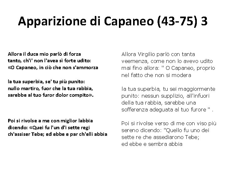 Apparizione di Capaneo (43 -75) 3 Allora il duca mio parlò di forza tanto, Apparizione di Capaneo (43 -75) 3 Allora il duca mio parlò di forza tanto,