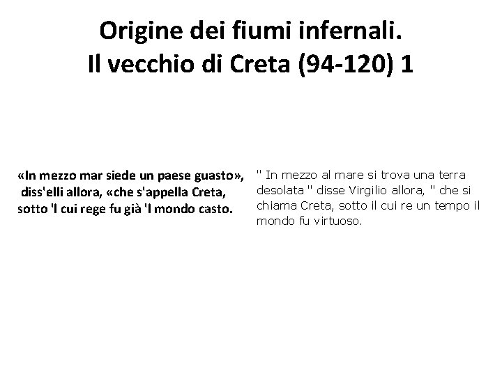 Origine dei fiumi infernali. Il vecchio di Creta (94 -120) 1 «In mezzo mar Origine dei fiumi infernali. Il vecchio di Creta (94 -120) 1 «In mezzo mar