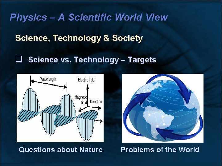 Physics – A Scientific World View Science, Technology & Society Science vs. Technology – Physics – A Scientific World View Science, Technology & Society Science vs. Technology –