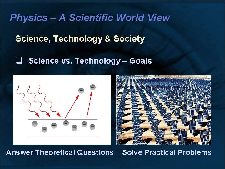 Physics – A Scientific World View Science, Technology & Society Science vs. Technology – Physics – A Scientific World View Science, Technology & Society Science vs. Technology –