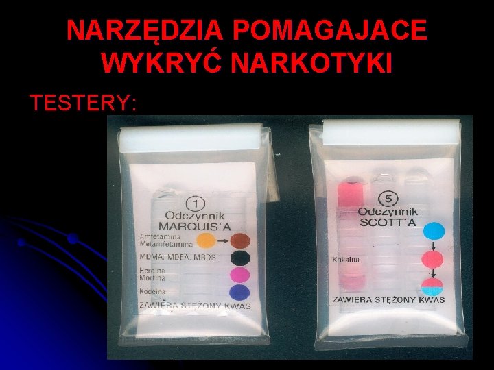 NARZĘDZIA POMAGAJACE WYKRYĆ NARKOTYKI TESTERY: 