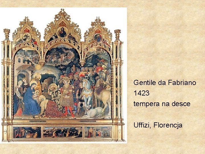 Gentile da Fabriano 1423 tempera na desce Uffizi, Florencja 