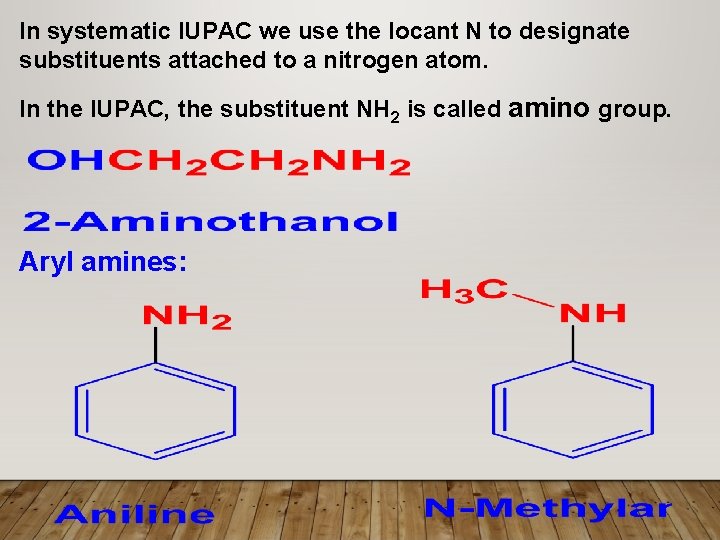 In systematic IUPAC we use the locant N to designate substituents attached to a