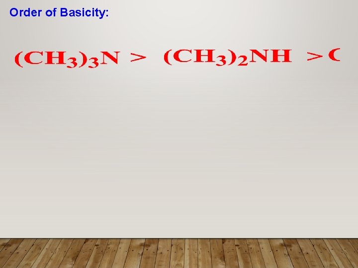 Order of Basicity: 