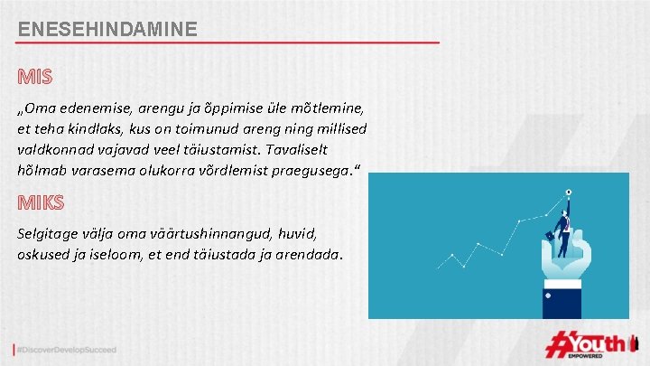 ENESEHINDAMINE MIS „Oma edenemise, arengu ja õppimise üle mõtlemine, et teha kindlaks, kus on