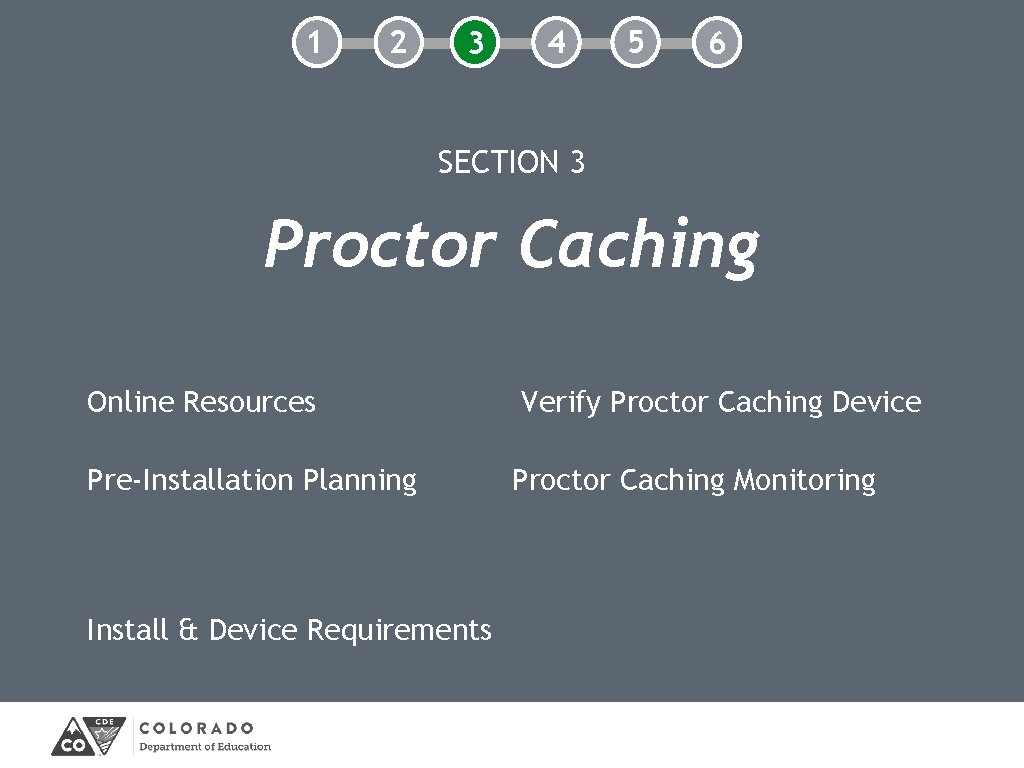 1 2 3 4 5 6 SECTION 3 Proctor Caching Online Resources Pre-Installation Planning