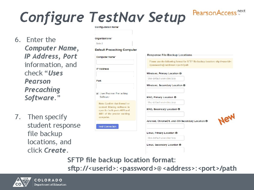 Configure Test. Nav Setup 6. Enter the Computer Name, IP Address, Port information, and