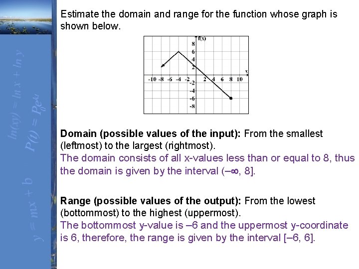 Estimate the domain and range for the function whose graph is shown below. Domain