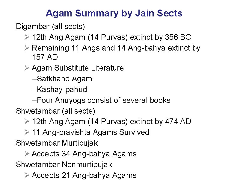 Agam Summary by Jain Sects Digambar (all sects) Ø 12 th Ang Agam (14