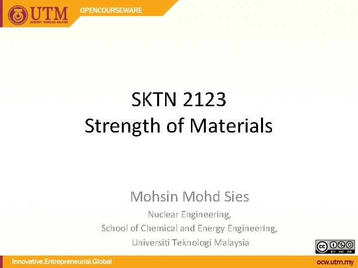 SKTN 2123 Strength of Materials Mohsin Mohd Sies Nuclear Engineering, School of Chemical and