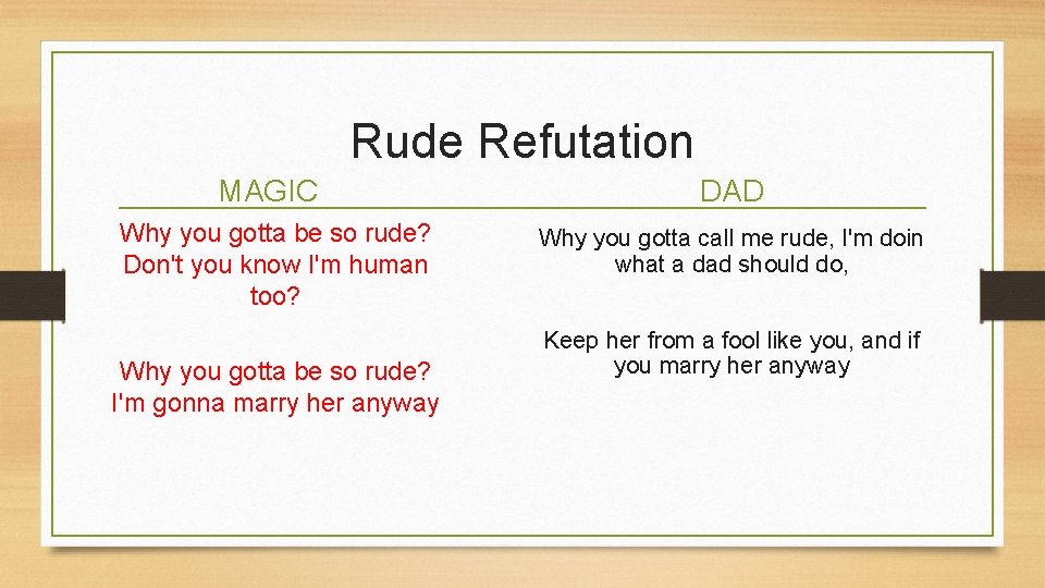 Rude Refutation MAGIC Why you gotta be so rude? Don't you know I'm human