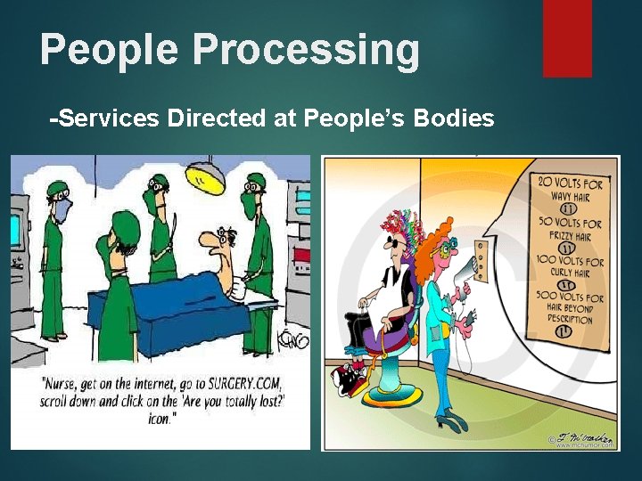 People Processing -Services Directed at People’s Bodies People Processing -Services Directed at People’s Bodies