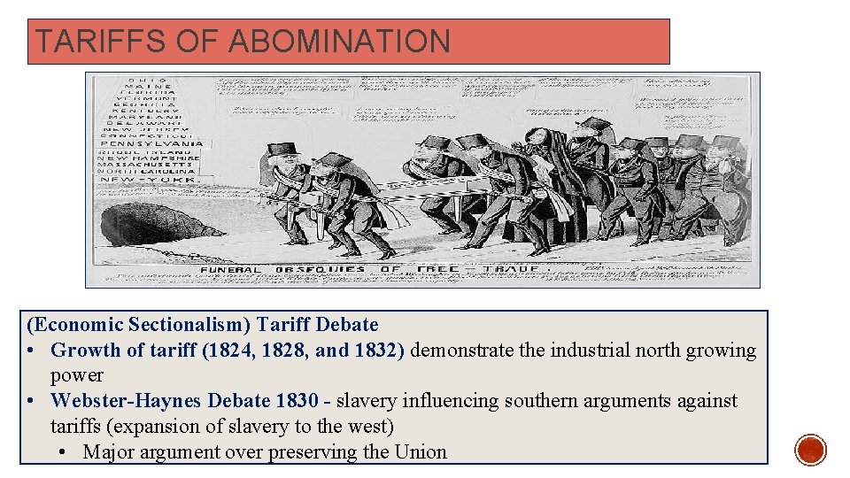 TARIFFS OF ABOMINATION (Economic Sectionalism) Tariff Debate • Growth of tariff (1824, 1828, and