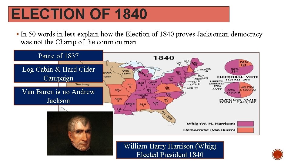 ELECTION OF 1840 § In 50 words in less explain how the Election of
