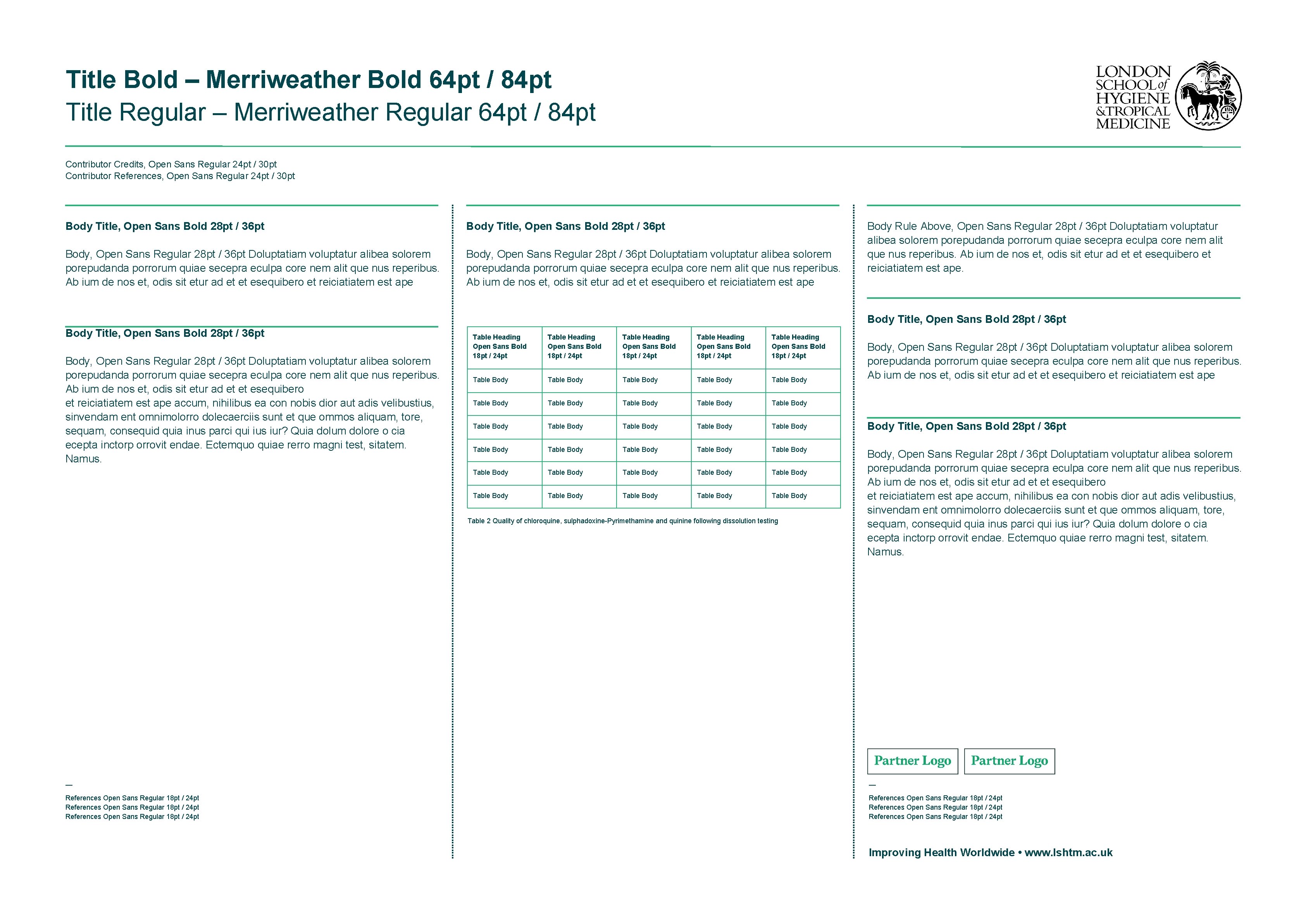 Title Bold – Merriweather Bold 64 pt / 84 pt Title Regular – Merriweather