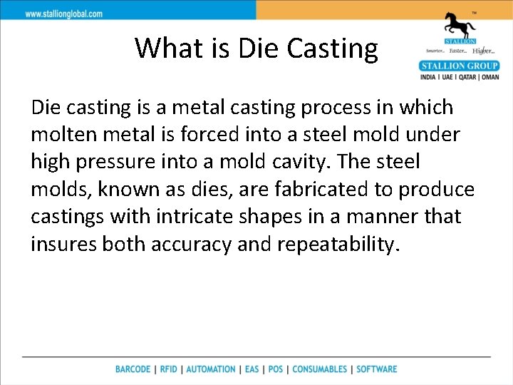 What is Die Casting Die casting is a metal casting process in which molten