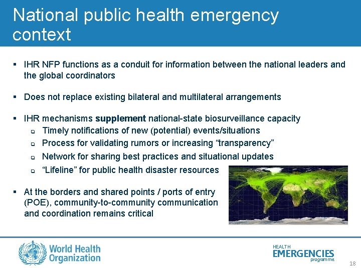 National public health emergency context § IHR NFP functions as a conduit for information