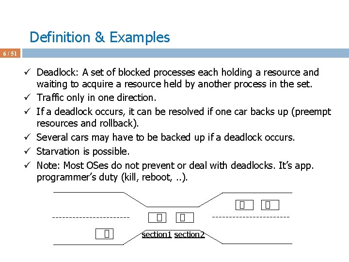 Definition & Examples 6 / 51 ü Deadlock: A set of blocked processes each