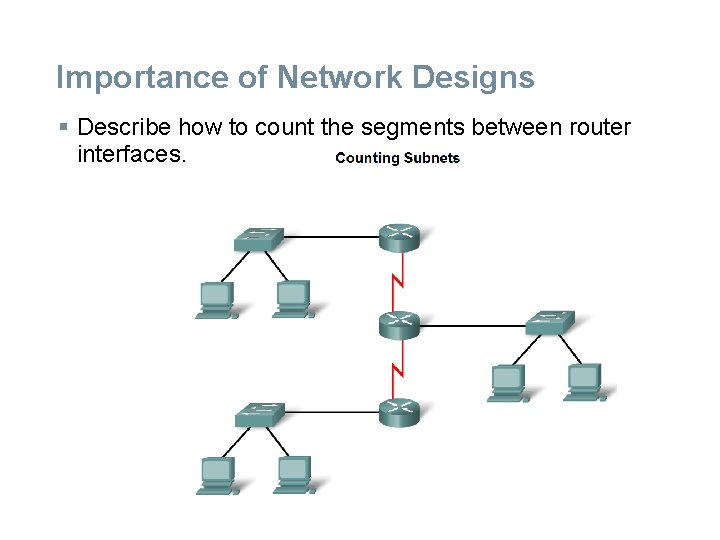 Importance of Network Designs § Describe how to count the segments between router interfaces.