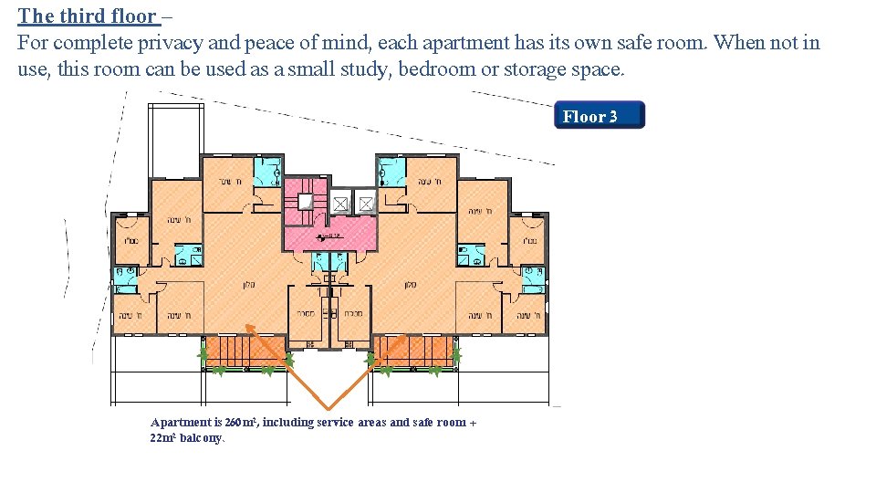 The third floor – For complete privacy and peace of mind, each apartment has