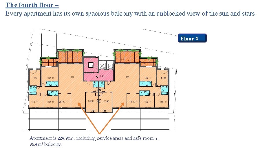 The fourth floor – Every apartment has its own spacious balcony with an unblocked